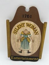 Vtg Silent Woman Entertainment 1761 Tavern Sign Of Early America Headless Bar