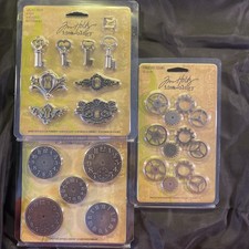 Tim Holtz Idea-ology Embellishments Lot Of Keys, Clocks, Gears Metal