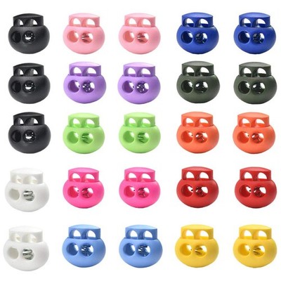 25Pcs Multicolor Cord Lock End Toggle Double Hole Spring Stopper Fastener Slider
