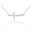 thumbnail 2 - 14K Solid White Gold Sideways Curved Cute Cross Necklace