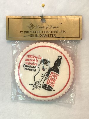 50-60 s Vintage House Of Paper Novelty Drip Proof Coasters Moderate Drinking USA