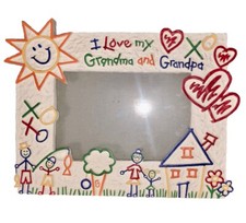 Vintage I Love My Grandma  Grandpa Resin 3D Picture Frame Sun Hearts Kiss Hugs