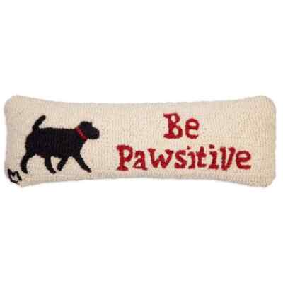   Chandler 4 Corners Hand Hooked Wool Pillow Black Lab Be Pawsitive 8x24  