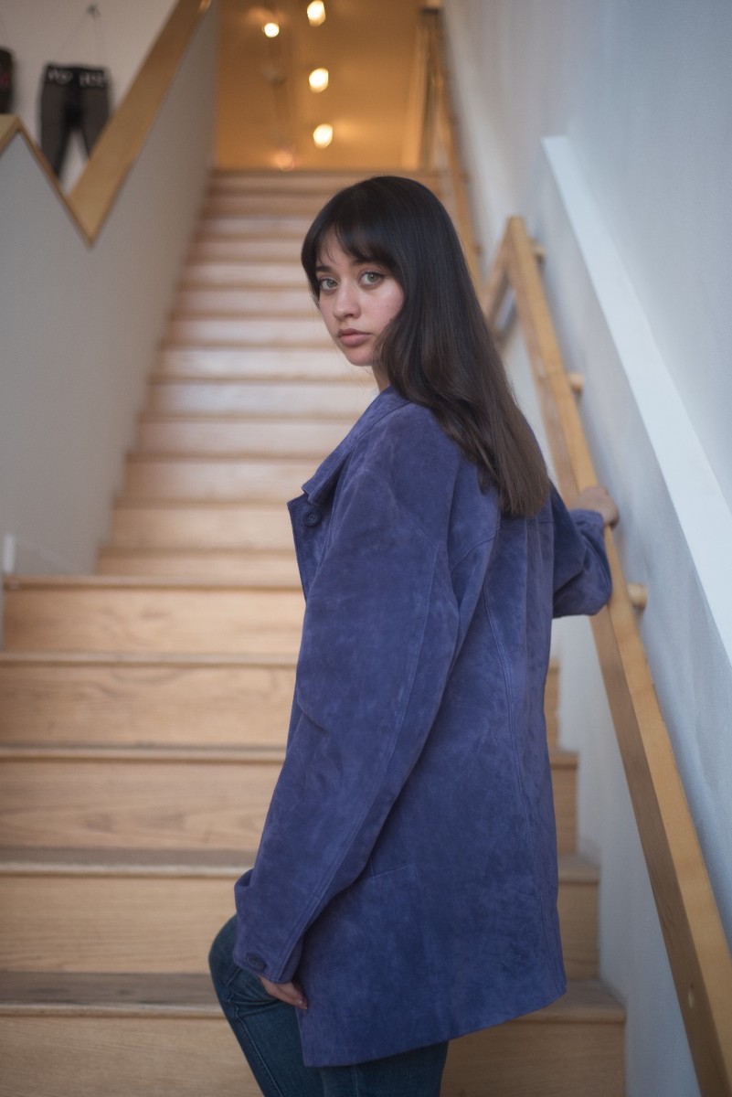 Veste En Cuir Suédé St. John's Bay Pour Femme - Taille M Violet - Occasion Très Bon état