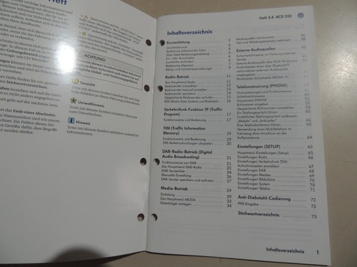 04.2009 VW Radio RCD 510 manual de instrucciones libro de a bordo - Imagen 2 de 3