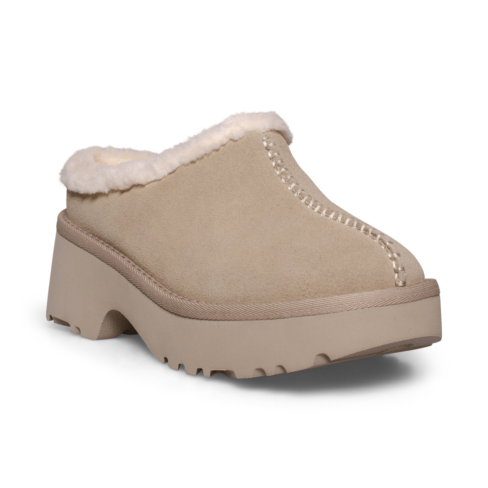 PANTOFOLA D’ORO UGG NEW HEIGHTS ZOCCOLI COMODI SEMI DI SENAPE SCAMOSCIATI SLIP ON SCARPE DA DONNA TAGLIA US 7