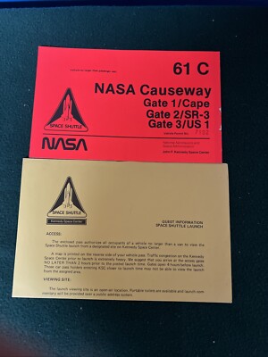 Vintage NASA Space Shuttle Pass & Information Sheet & Map 61C NASA Causeway