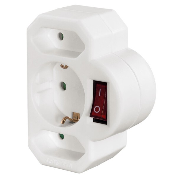 Hama Multistecker 3-Fach 2 Euro/1 Schutzkontakt-Steckdose Schalter Weiß-image
