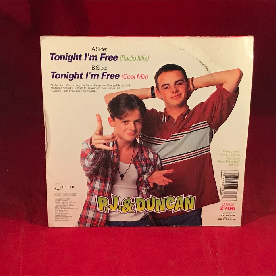 P.J. & DUNCAN Tonight I'm Free 1993 UK 7" Vinyl single telstar Ant Dec 45 record - Image 2 of 4