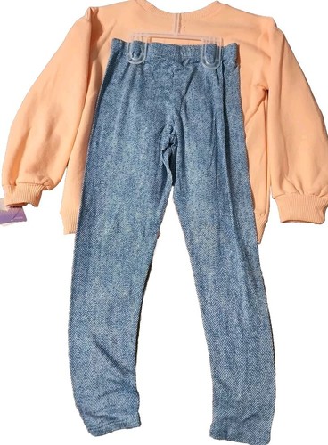 Dream Works Girls Set Poppie Trolls Sweatshirt Pants Poppy 6 6x Small S Denim - Picture 3 of 7