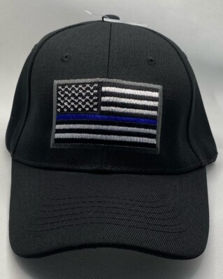 Blue Lives Matter Black Baseball Hat Cap w/Adj Strap. FREE SHIPPING!!