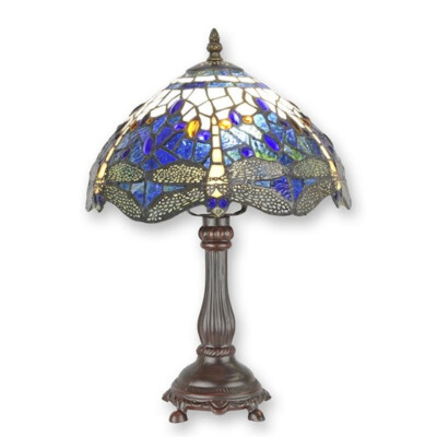 9934379-d Colorful Lead Glass Table Lamp Vintage Tiffan.stil 28x40cm