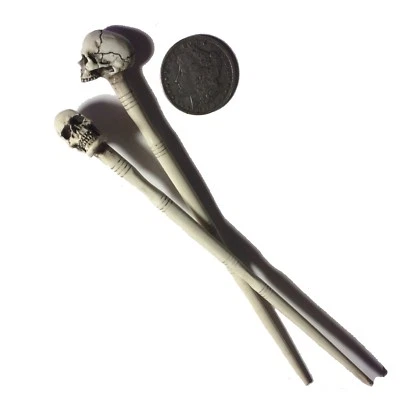 BAWDYPARTZ Skull Chopsticks Tableware Hair Sticks Reusable Goth Punk Made in USA 915CS