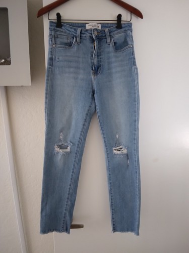 JUST BLACK DENIM Distressed Ripped Skinny Jeans Size 28 Raw Hem Zip - Picture 12 of 14