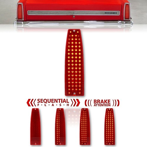 Red LED All in One Sequential Tail Brake Light Lens Each For 66 67 Chevy II Nova - 第 1/10 張圖片