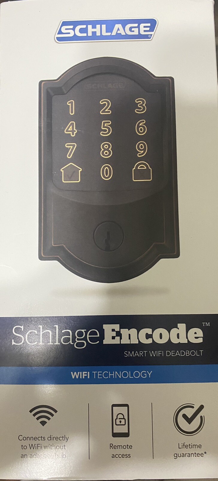 Schlage Encode Smart WiFi Deadbolt in Aged Bronze with Keyless Entry