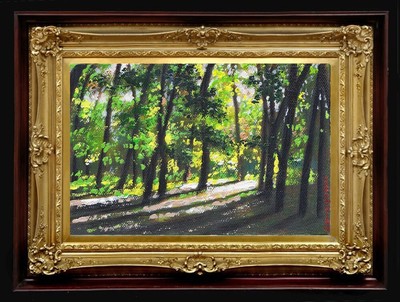 ORIGINAL Oil Painting Handmade Arseni ~ Positive day 6'' X 4'' NO FRAME USA