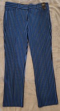 New York  Company Blue  Black Striped The Crosby Pant Stretch Slim Leg 12 NWT