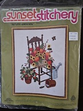Vtg Sunset Stitchery Autumn Gardening Kit 2833 Donna Yuen 11x14 NOS NIP Sealed