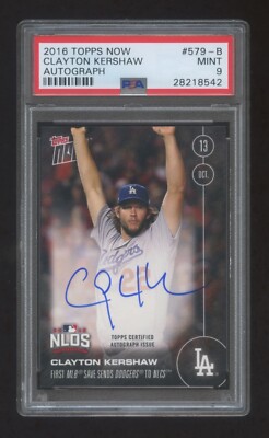 PSA 9 CLAYTON KERSHAW 2016 TOPPS AUTOGRAPH AUTO SP NLDS POP 2 