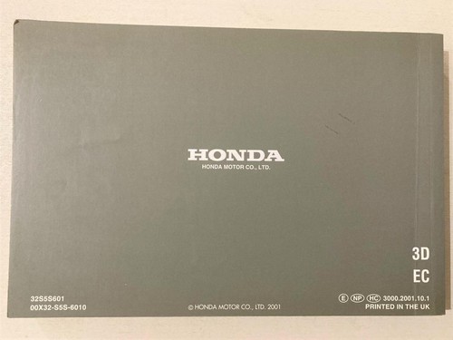 Honda Civic 3 Door Car Owners Manual Handbook 2001 #00X32-S5S-6010 - Picture 2 of 3
