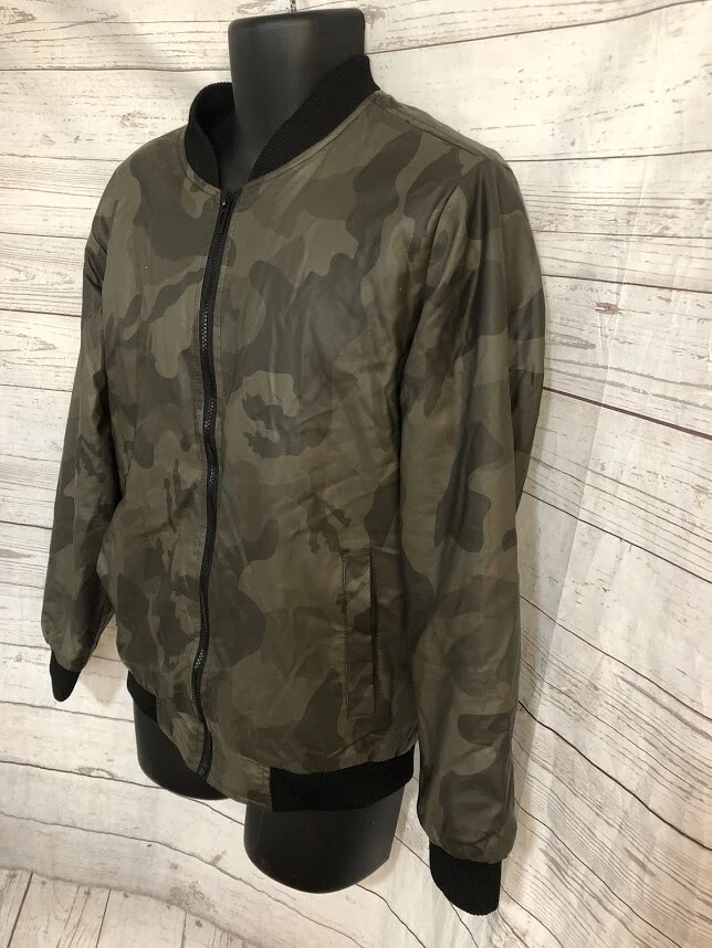 Chaqueta de camuflaje Brave Soul London para hombre forro de piel sintética con cremallera talla L Foto 3 de 4