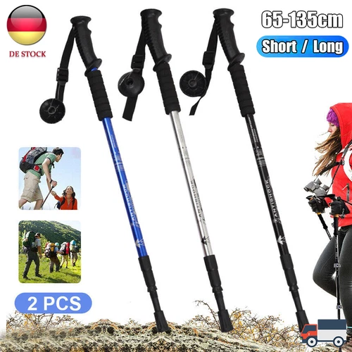2 Stk. Teleskop Nordic Walking Stöcke Wanderstöcke Antischock Trekkingstöcke Alu - Bild 13 von 16