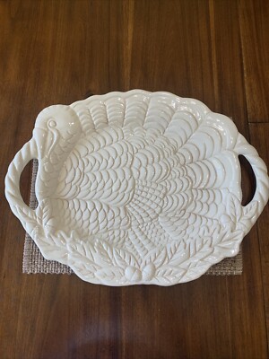 Gibson Ivory Ceramic Large Turkey Platter 21x16