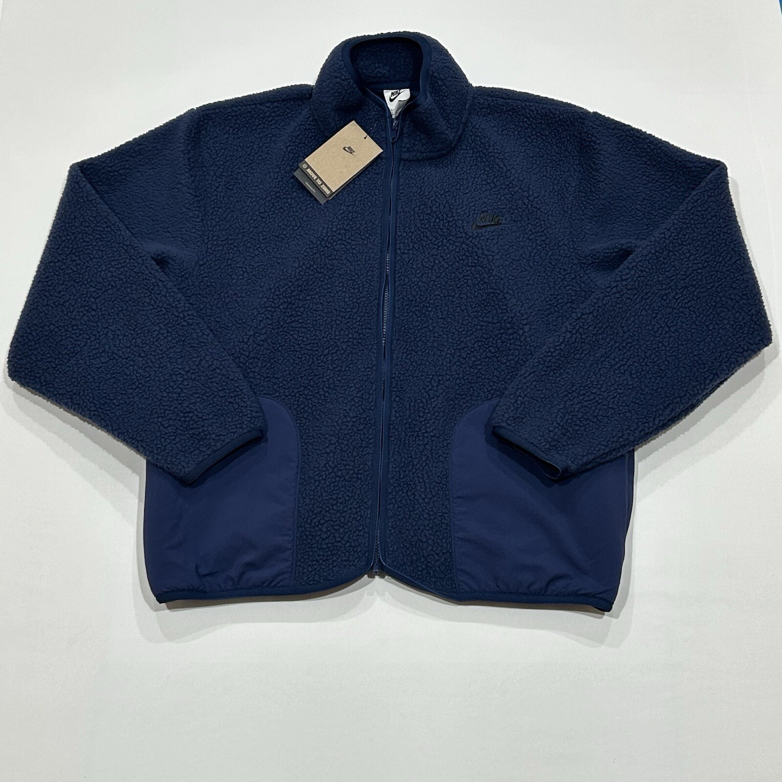 SACAI X NIKE Nike Club Fleece Sherpa Full Zip Giacca Invernale Blu Navy Uomo Small Nuova