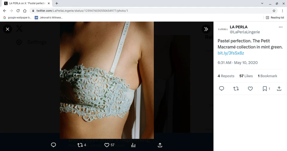 La Perla Petite Macrame Mint Bra Small IT 1  32C/34B Beautiful Rare New - Image 3 of 3