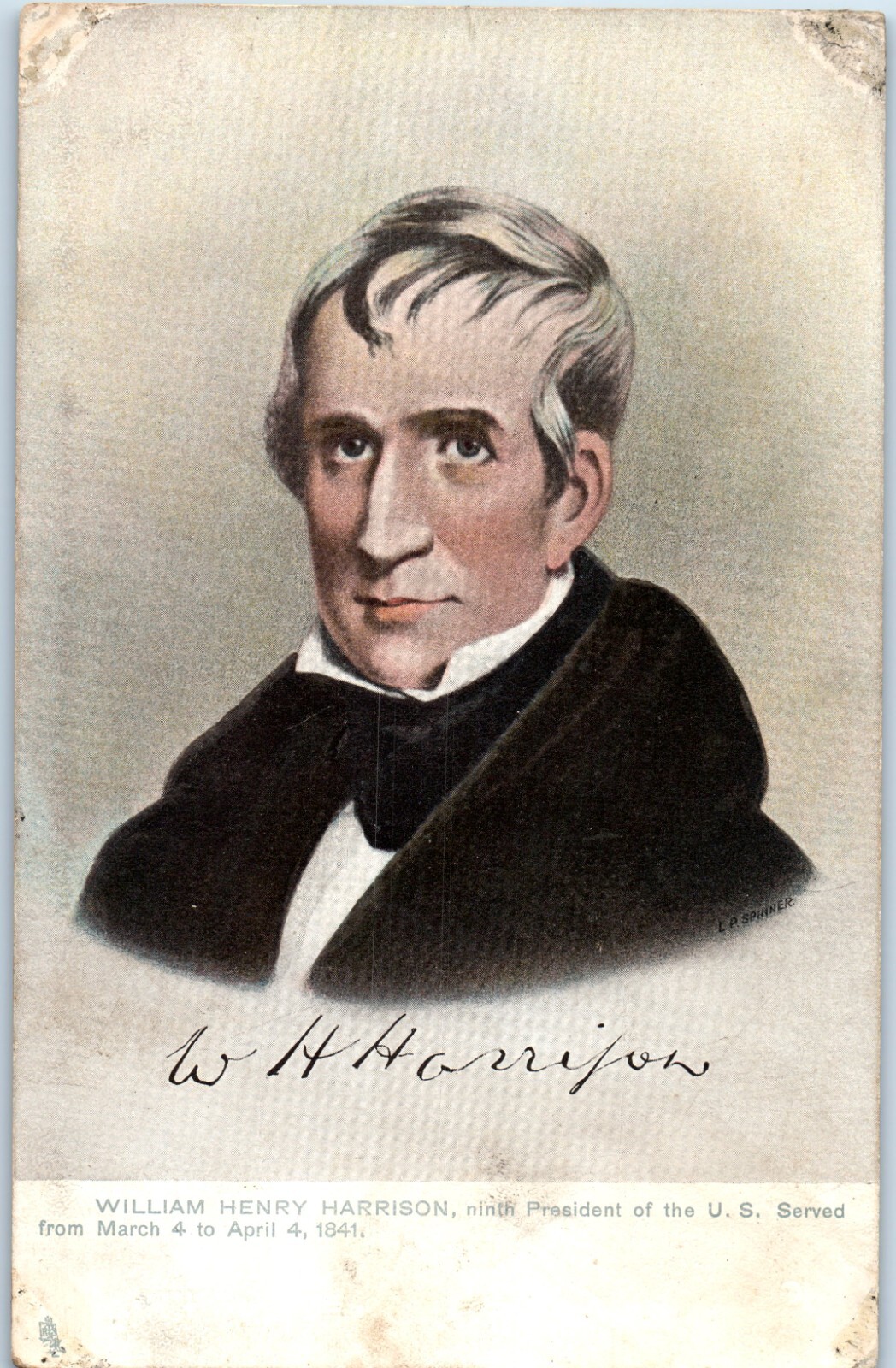 c. 1905 Vintage Raphael Tuck Postcard William Henry Harrison 9th US