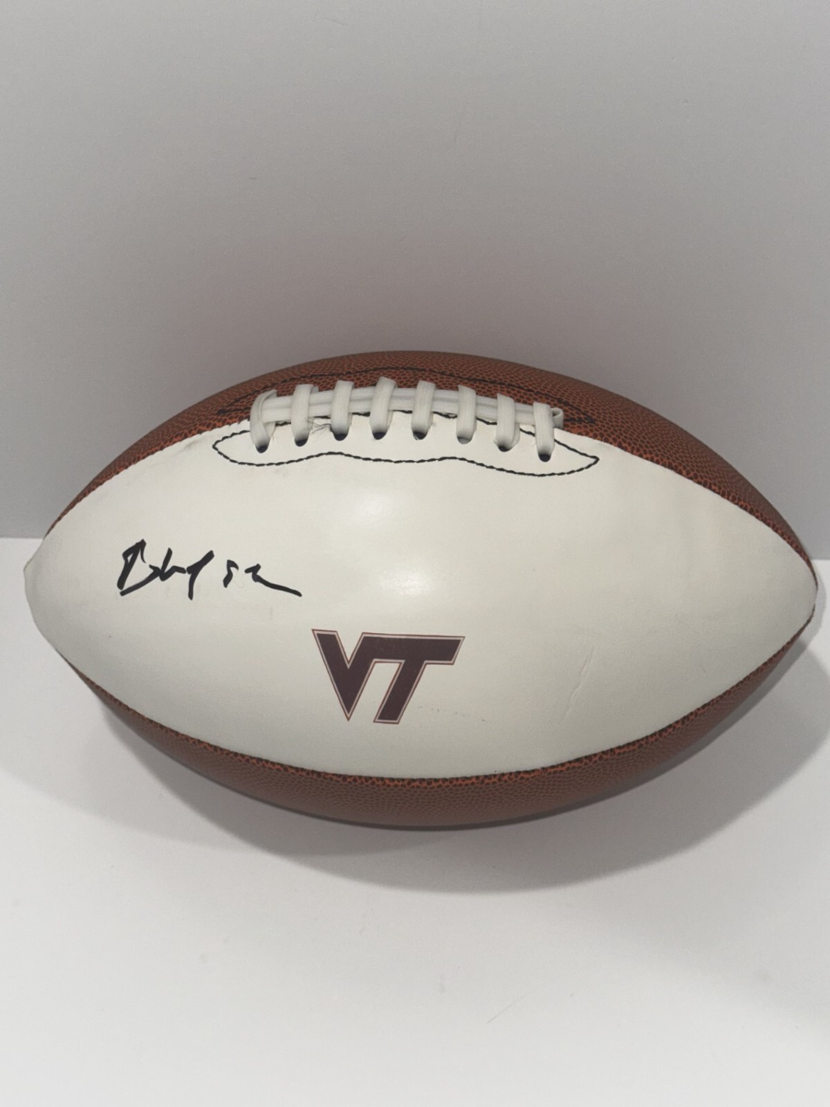 BHAYSUL TUTEN SIGNED FOOTBALL VIRGINIA TECH HOKIES NFL STAR JSA COA 