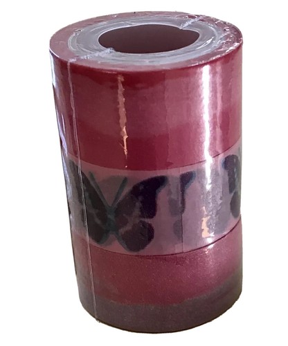 IKEA Käresta Washi Tape 3 Rolls Pink Purple Butterflies 16.40' x 3/4" 5m x 2cm