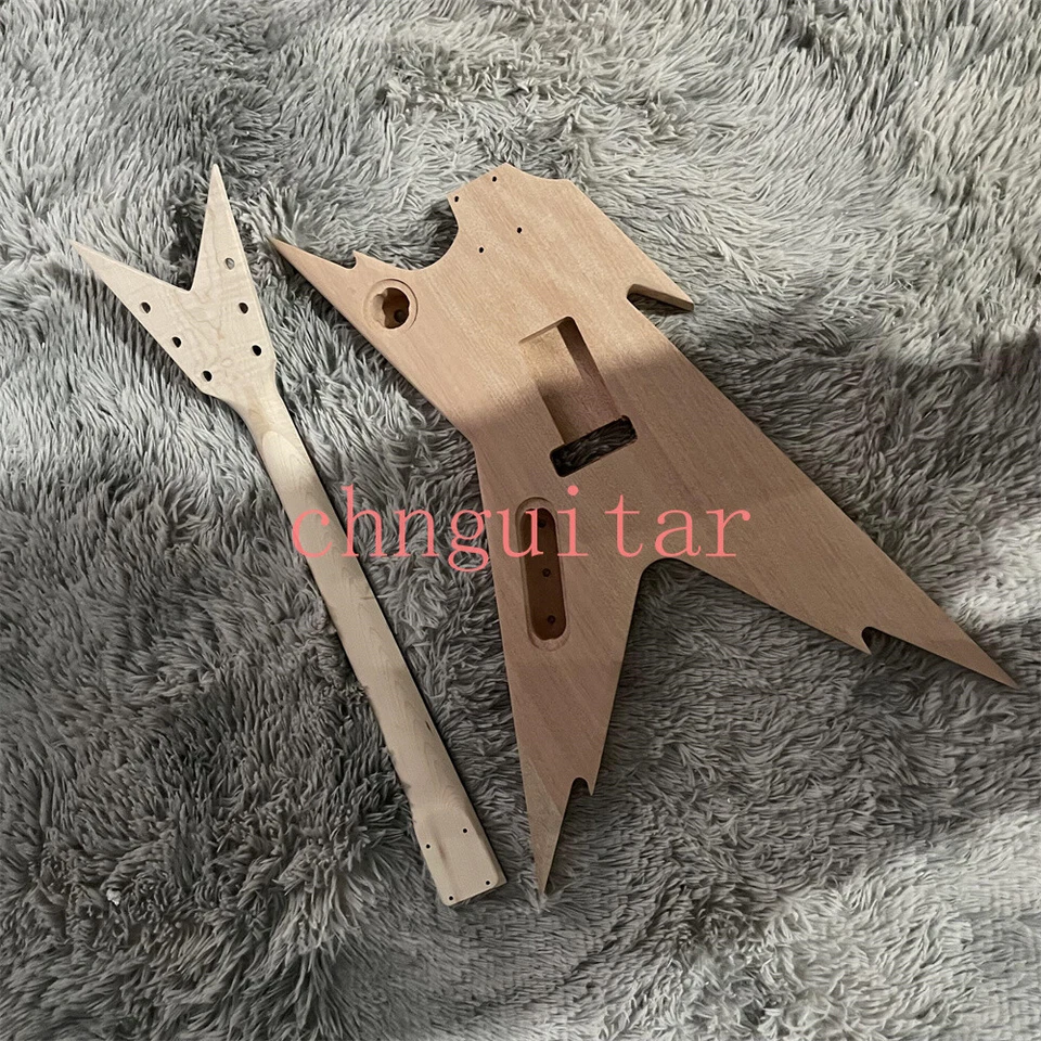 Unfinished DIY Razorback Electric Guitar Kit Build on Own Flamed Maple Top - Image 4 of 4