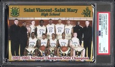 LEBRON JAMES 2003 SAINT VINCENT #5 RUBY ST MARY HIGH SCHOOL PSA 9 RC W/CERT CARD
