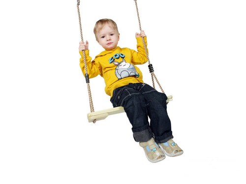 Balançoire en Bois pour Enfants à Siège Accessoire Terrain de Jeux - Photo 2/3