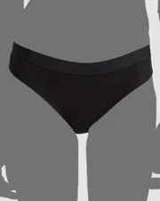 $32 Commando Women's Black Soft Rib Logo Tape Thong Panty Size Medium