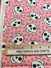 MODA Halloween Fab Boo 100 cotton fabric yard 36 x 44 PINK 22483 19 SKULLS