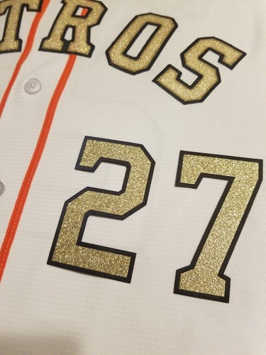 Jose Altuve Houston Astros Gold Jersey Number lettering kit -Championship patch - Picture 3 of 5