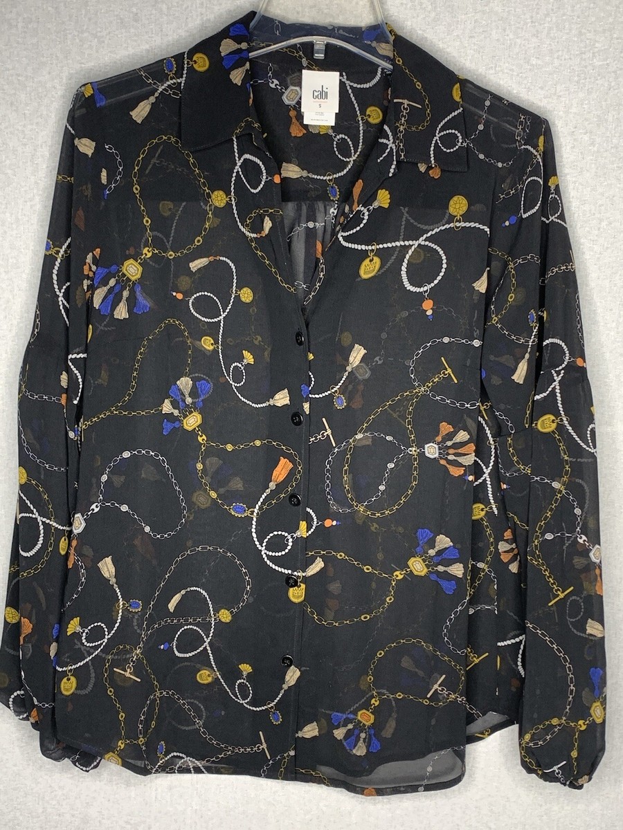 Cabi Victoria Blouse Fall 2019 Style 3861 Size Small Jewel Pattern