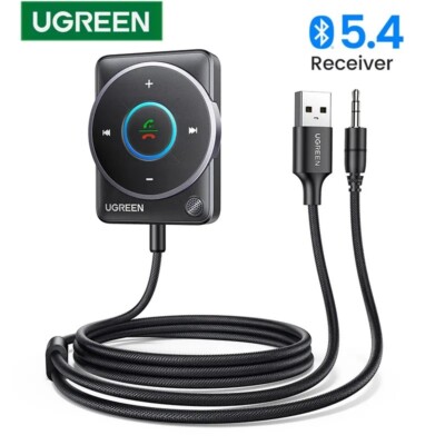 UGREEN Bluetooth 5.4 Car Receiver Adapter USB AUX with Mics Car Kit Stereo Audio