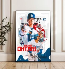 Shohei Ohtani Poster, Dodgers Baseball Print, Japan MLB Star Wall Decor