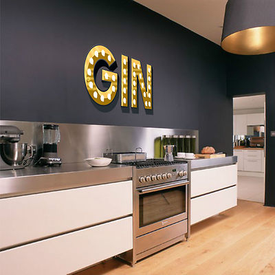 GIN Leuchteffekt Buchstaben Trendy Wandsticker Aufkleber Kunst Küche