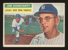 1956 Topps #321 Jim Konstanty Rare Error Missing ERA Box