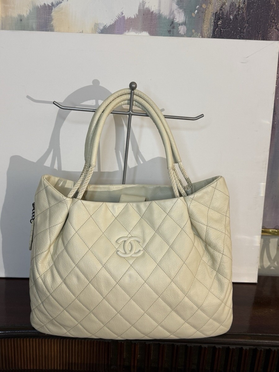Chanel Large Expandable Shopping Tote shoulder White /off white