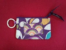 Vera Bradley Floral Print KeyChain Small Coin Purse ID Holder Zip ID Case Window