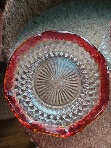 Indiana crystal ruby glass vintage,set of 2 candy bowls - Picture 4 of 8