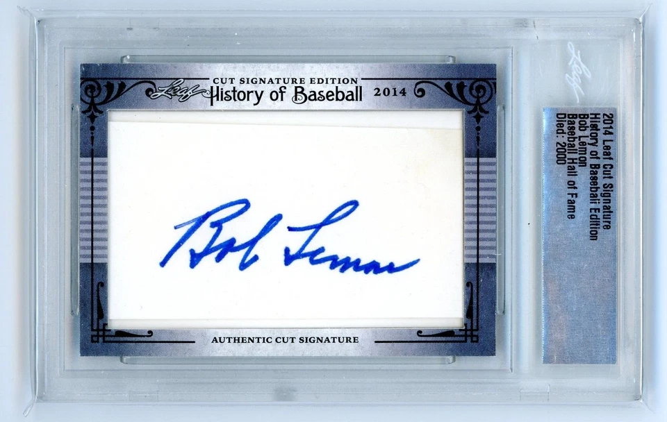 2014 Leaf Cut Signature Bob Lemon Autograph Hall of Fame Auto Cleveland Foto 2 de 3