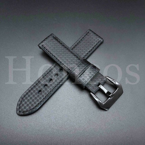 22MM Carbon Fiber Black Leather Watch 