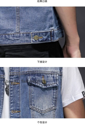 Men's Denim Vest Cowboy Waistcoat Sleeveless Casual Jacket Coat Oversize Retro - Picture 21 of 26